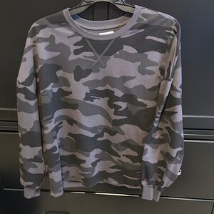 Mud Pie Gray and Black Camouflage Sweatshirt
